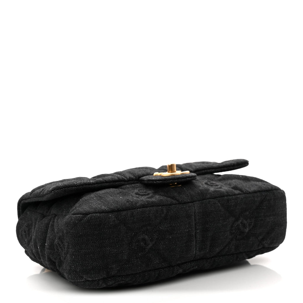 Denim Quilted Medium Funky Town Flap Black