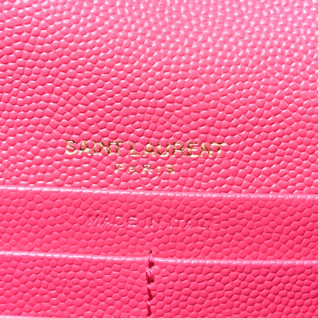 Grain De Poudre Matelasse Chevron Monogram Envelope Chain Wallet Fresh Fuchsia