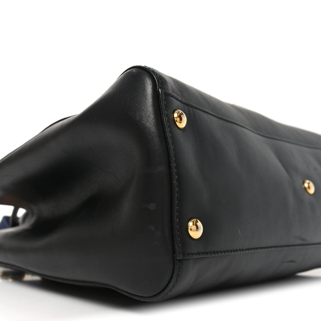 Calfskin Large Sylvie Top Handle Tote Black