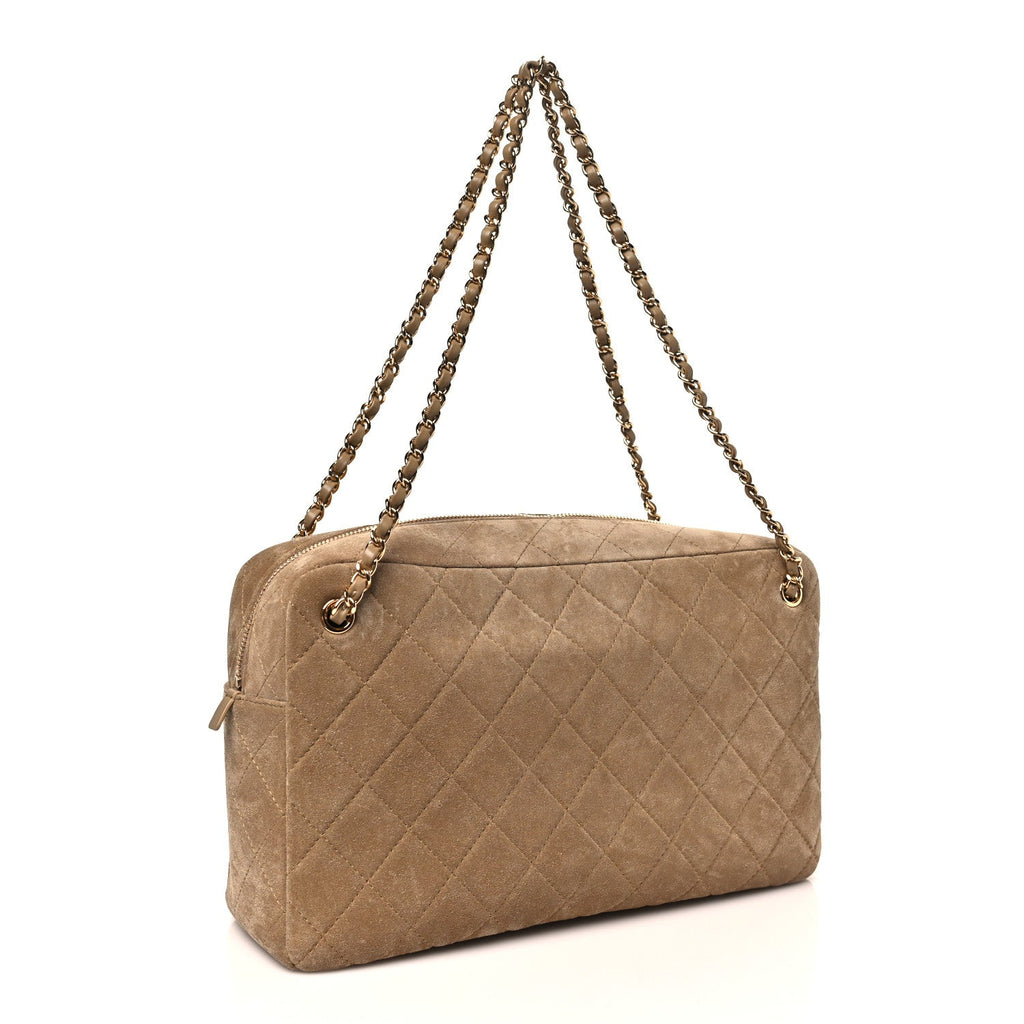 Suede Calfskin Quilted Camerissimo Case Beige
