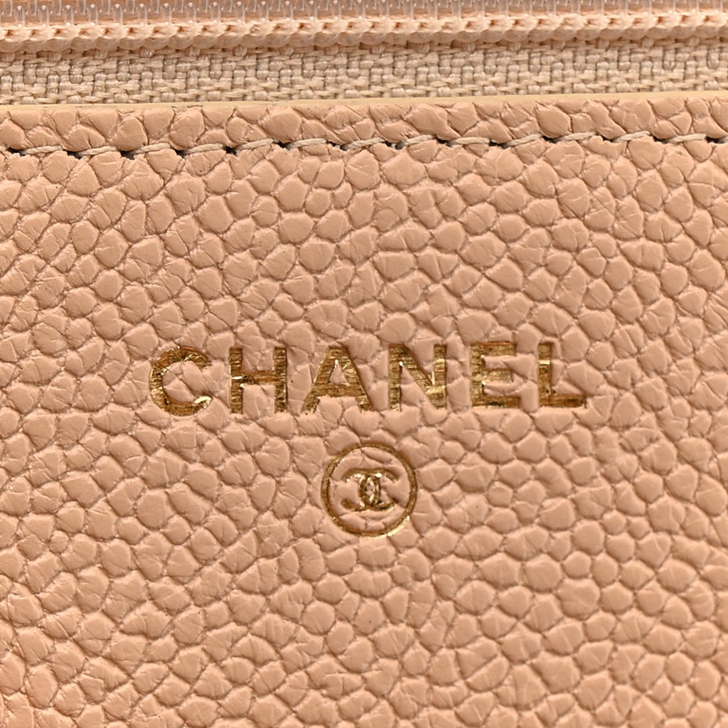 Caviar Quilted Boy Wallet On Chain WOC Light Beige