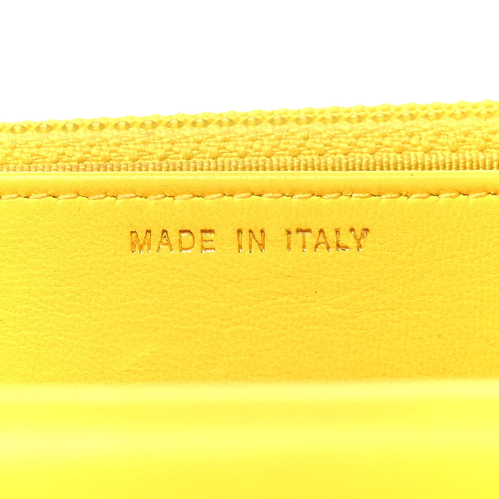 Lambskin Quilted Wallet on Chain WOC Yellow