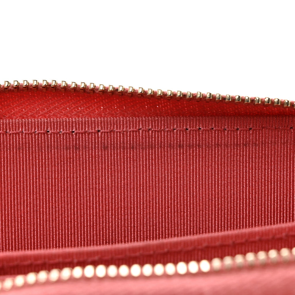 Metallic Caviar Quilted Zip Coin Purse Pink