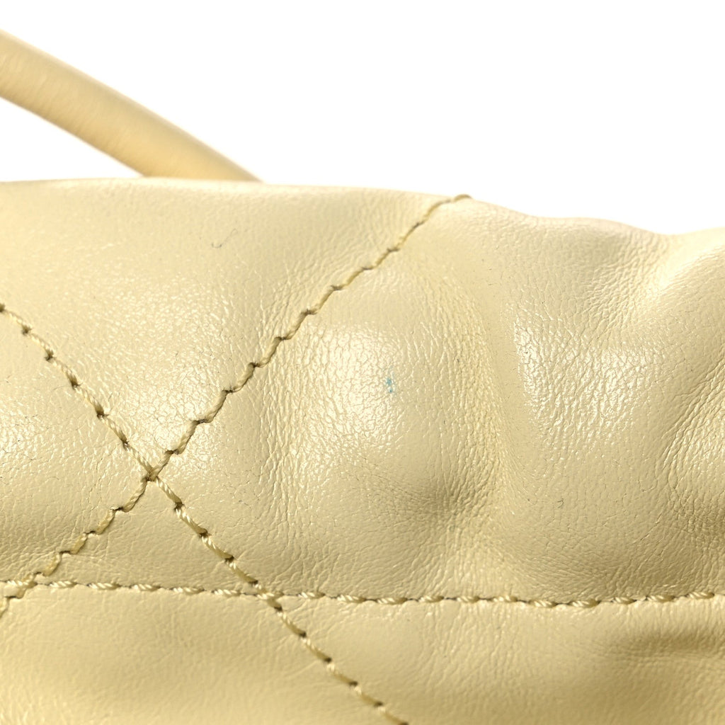 Shiny Calfskin Quilted Mini Chanel 22 Light Yellow