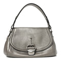 Pebbled Calfskin Medium Techno Horsebit Shoulder Flap Bag Grey