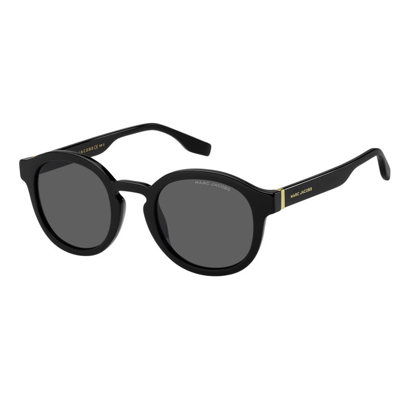 Marc Jacobs Sunglasses Round Full Rim, Black Frame and Grey Lens MARC640/S0807IR