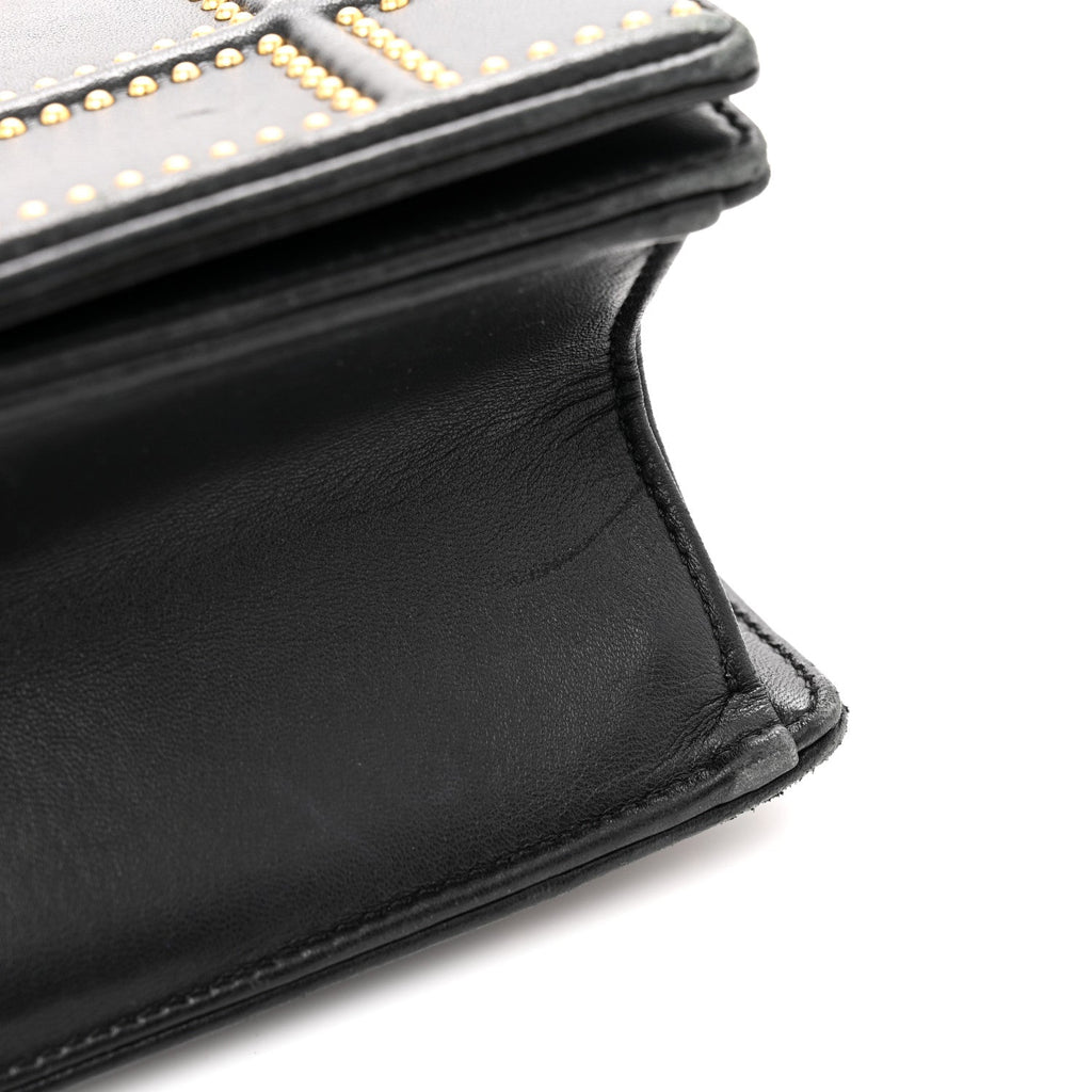 Lambskin Studded Medium Diorama Flap Bag Black