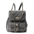 Lambskin Quilted Small Duma Drawstring Backpack Grey