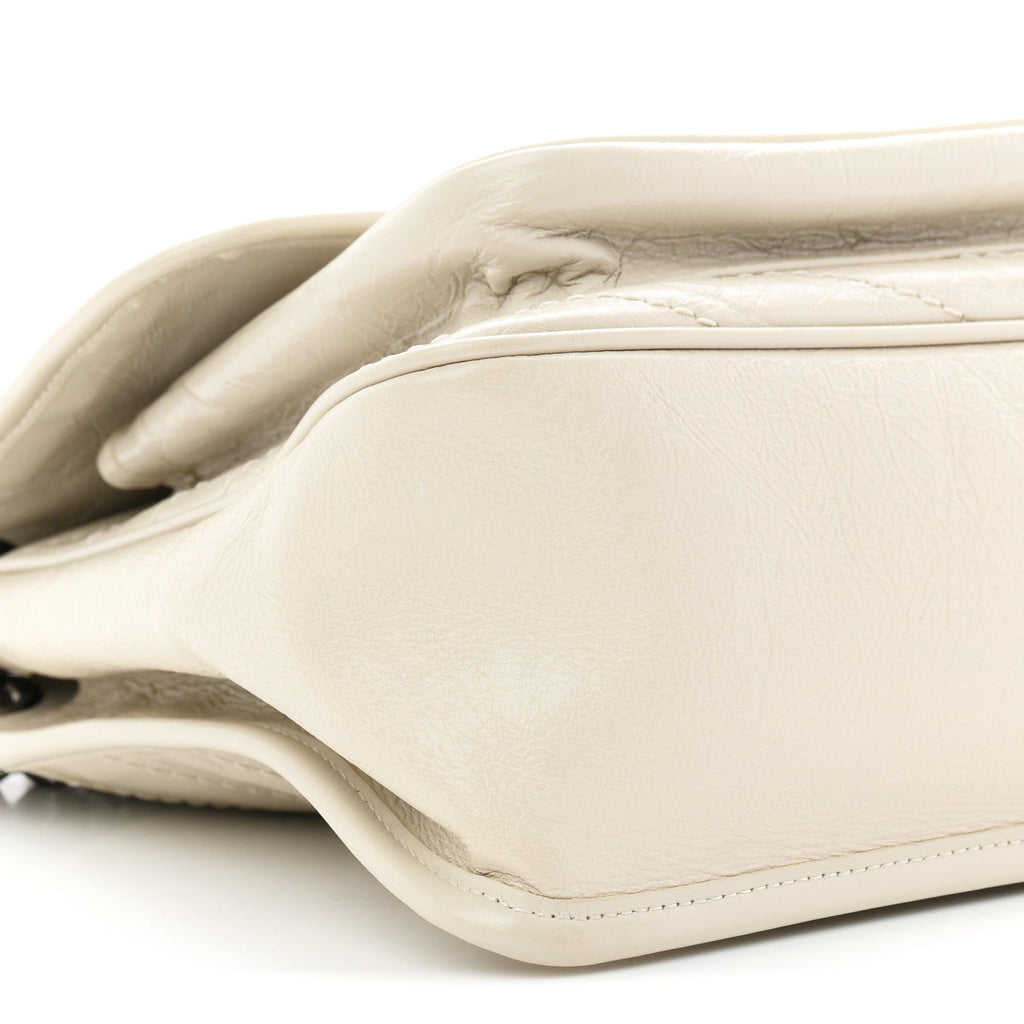 Crinkled Calfskin Matelasse Monogram Medium Niki Chain Satchel Crema Soft