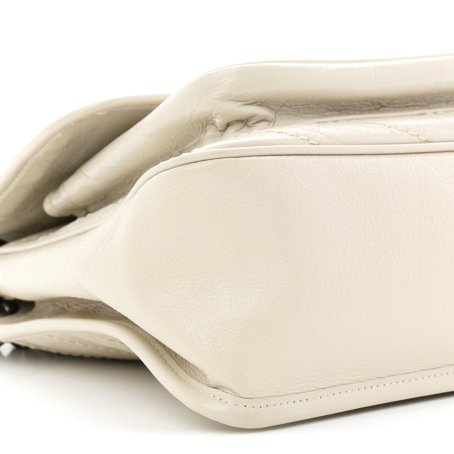 Crinkled Calfskin Matelasse Monogram Medium Niki Chain Satchel Crema Soft