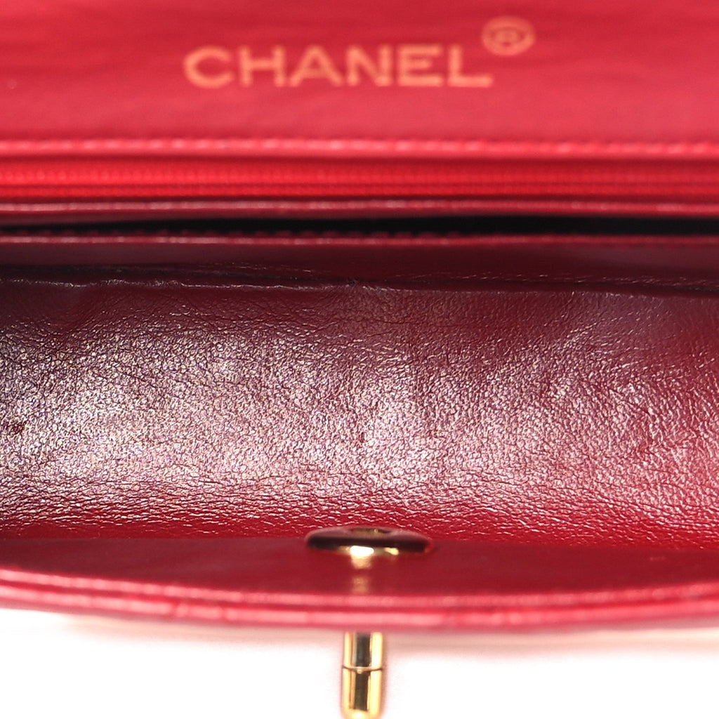 Lambskin Quilted Mini Square Flap Red