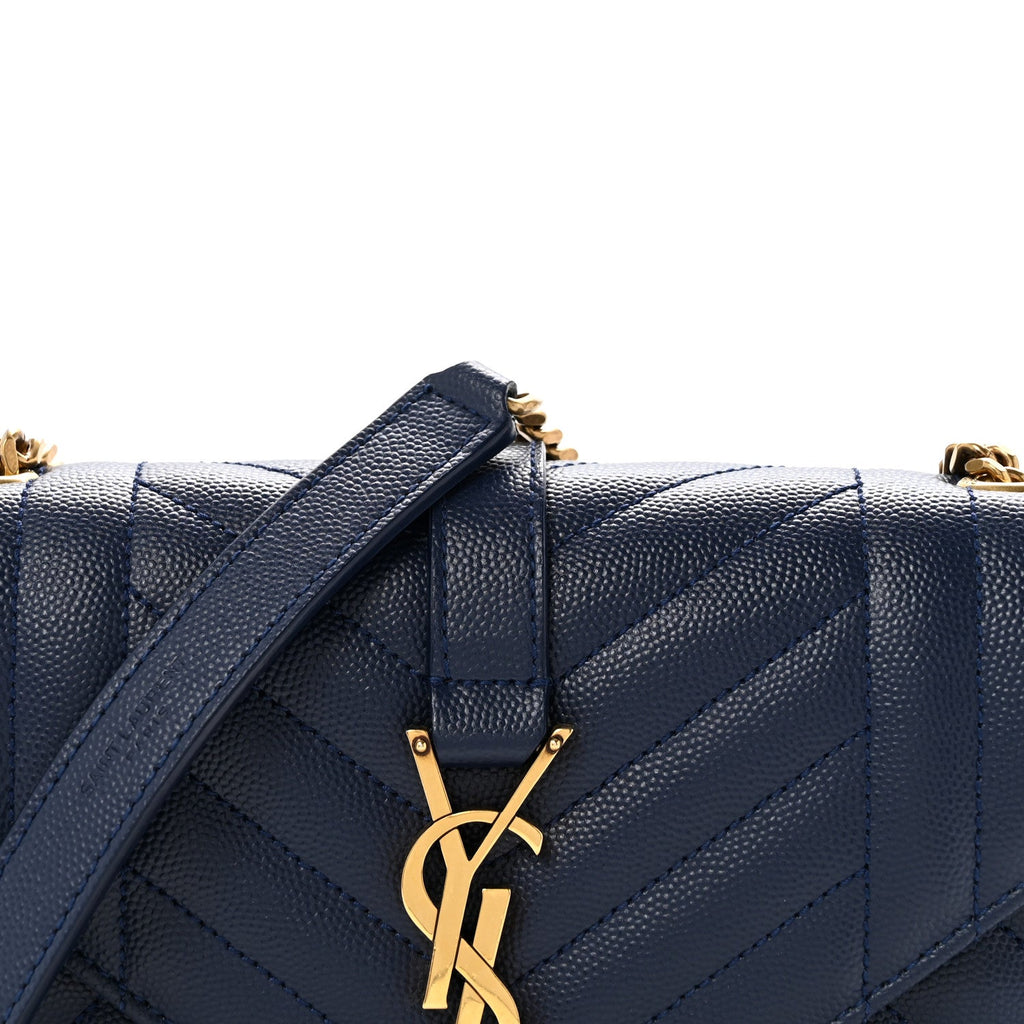 Grain De Poudre Textured Mixed Matelasse Triquilt Small Monogram Satchel Blue Charron