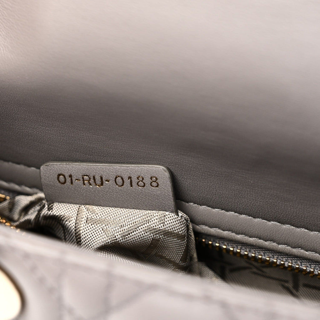 Lambskin Cannage Small Lucky Badges My Lady Dior Grey