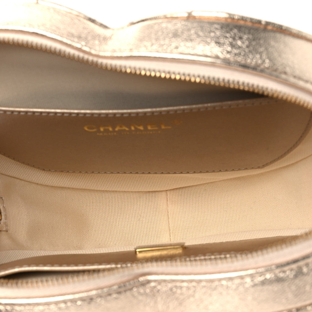 Metallic Lambskin Quilted CC In Love Heart Bag Gold