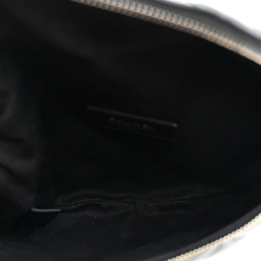 Calfskin Quilted Uniform Waist Belt Bag Black