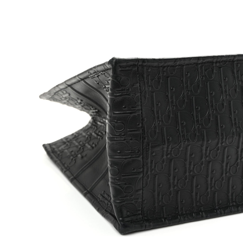 Oblique Calfskin Embossed Medium Book Tote Black