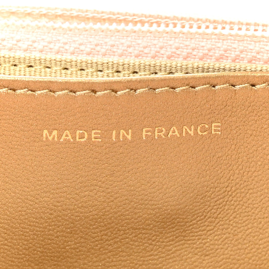 Lambskin Quilted CC Pearl Crush Wallet on Chain WOC Light Orange