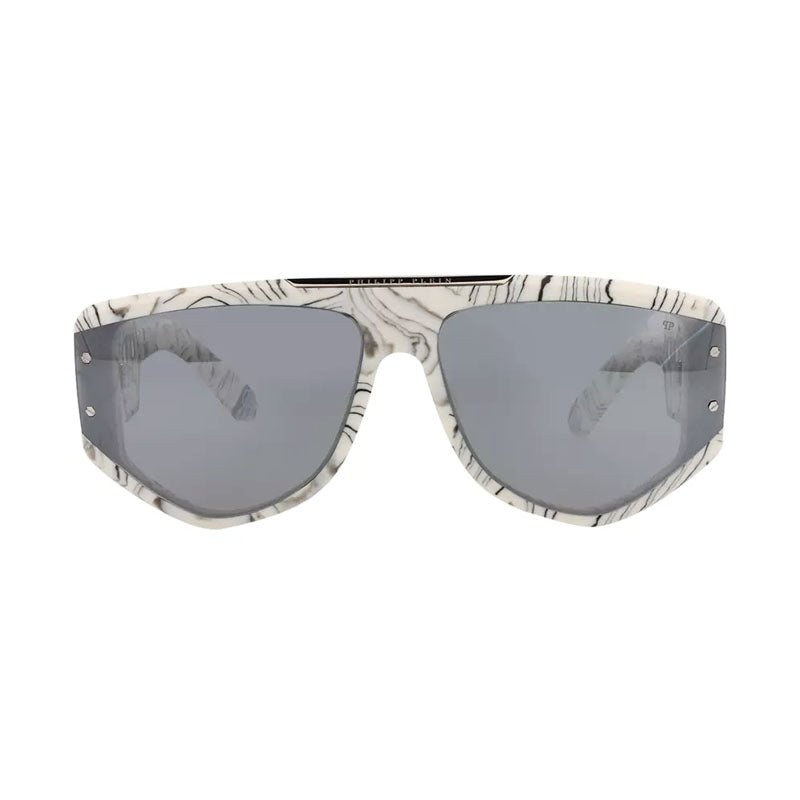 Philipp Plein Sunglasses Aviator Full Rim, Marbled Frame and Grey Lens SPP093M9YLX