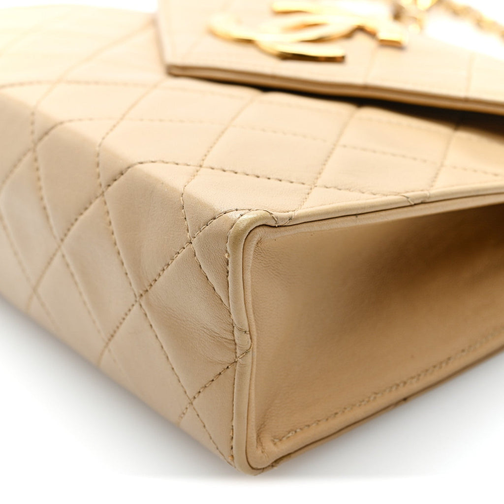 Lambskin Quilted Envelope Flap Beige