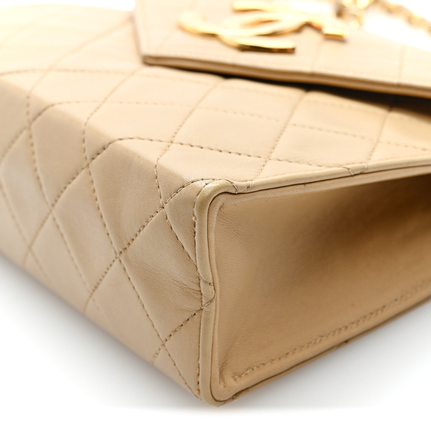 Lambskin Quilted Envelope Flap Beige