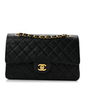 Lambskin Quilted Medium Double Flap Black