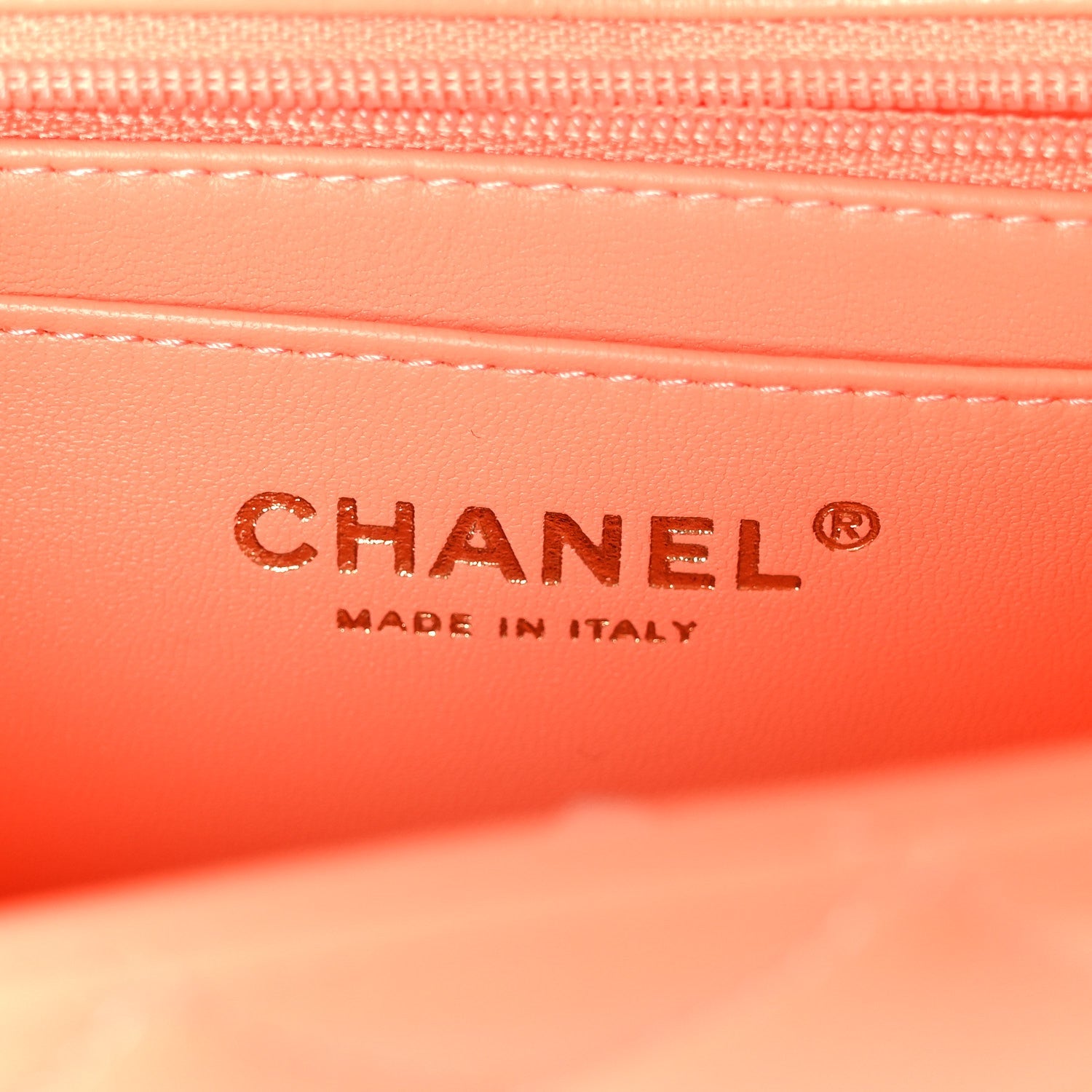 Lambskin Quilted Mini Top Handle Rectangular Flap Light Orange