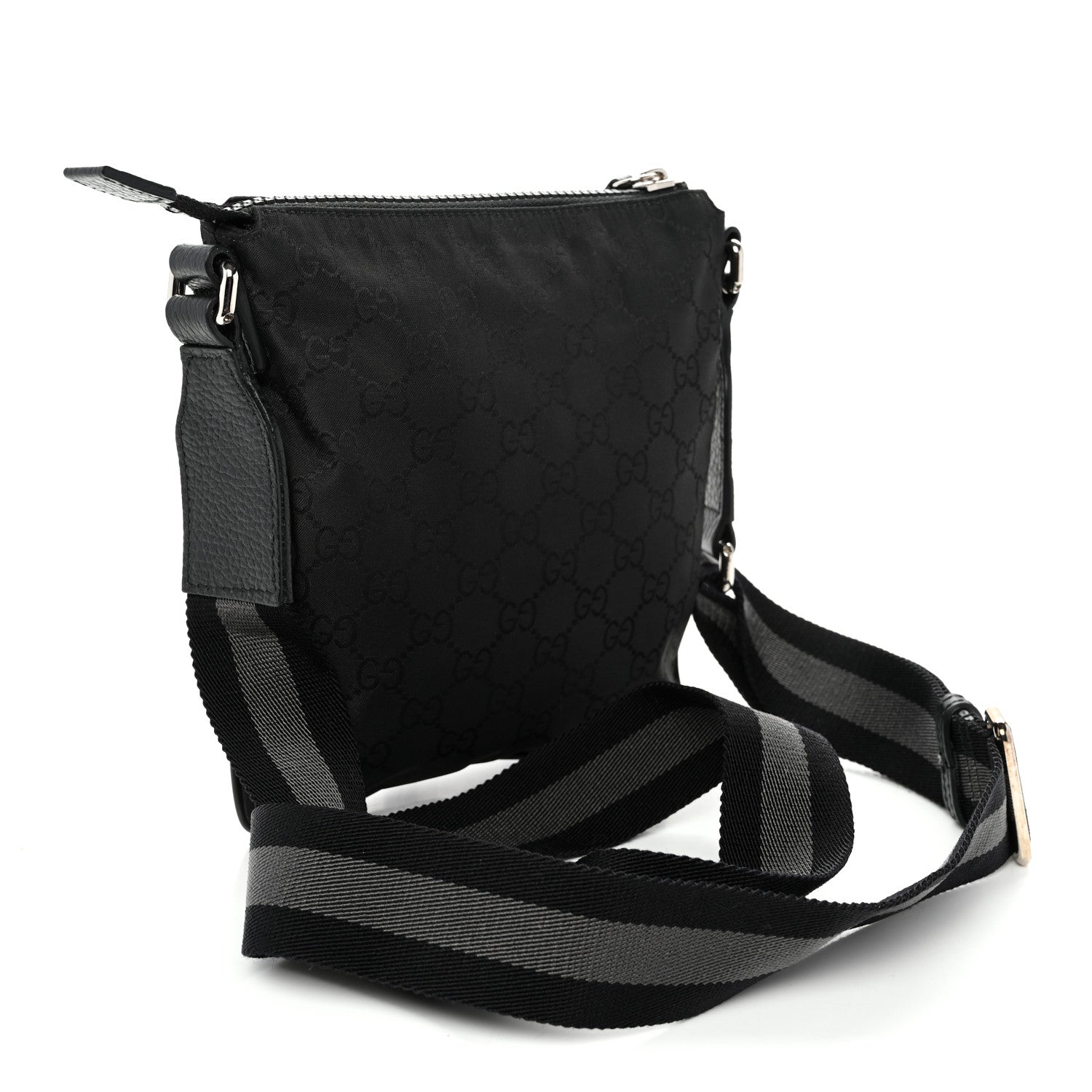 Nylon Monogram Mini Flat Messenger Bag Black