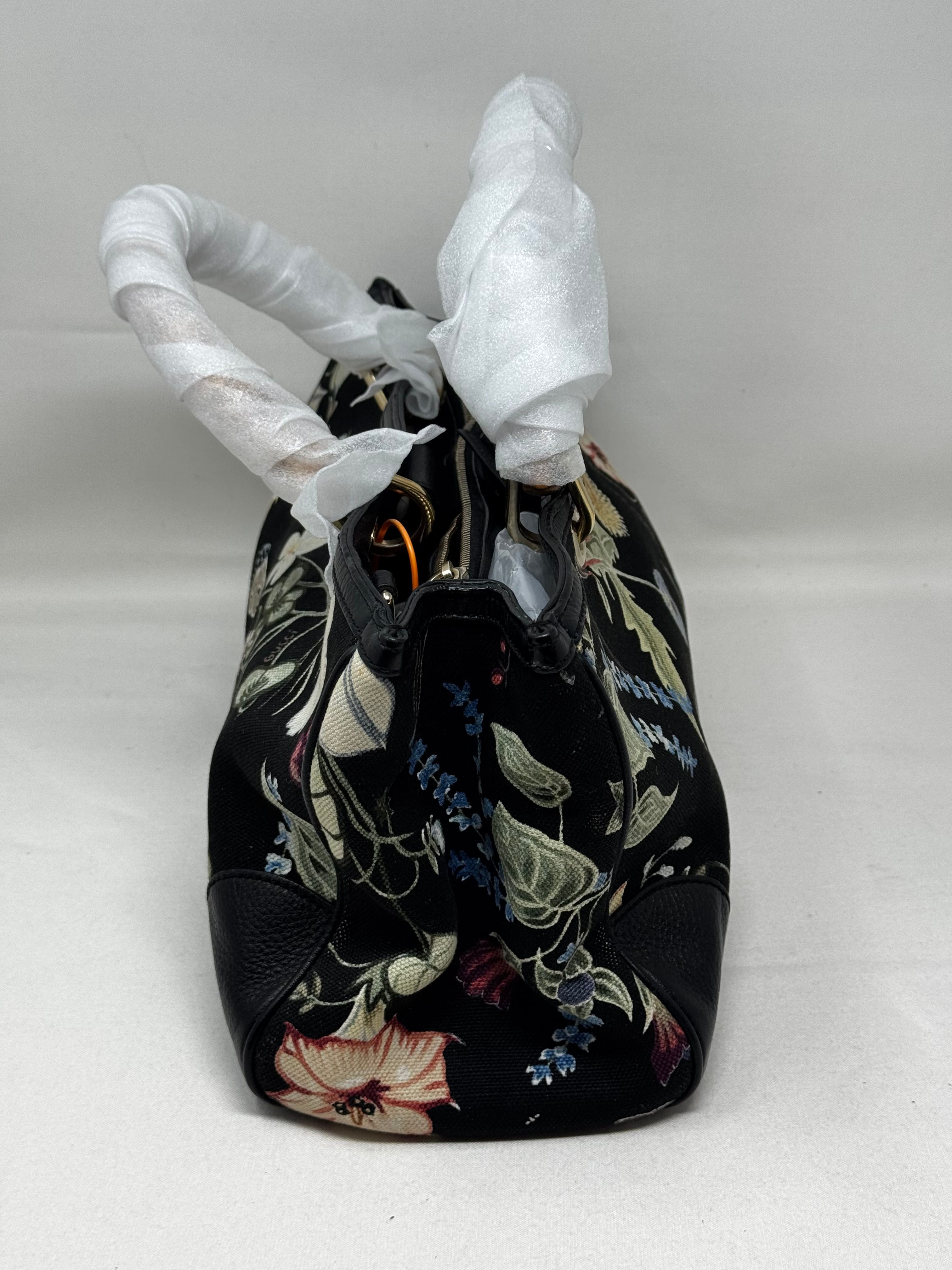 Gucci Flora Knight Bamboo Shopper Large - Black Totes, Handbags BJ1-19