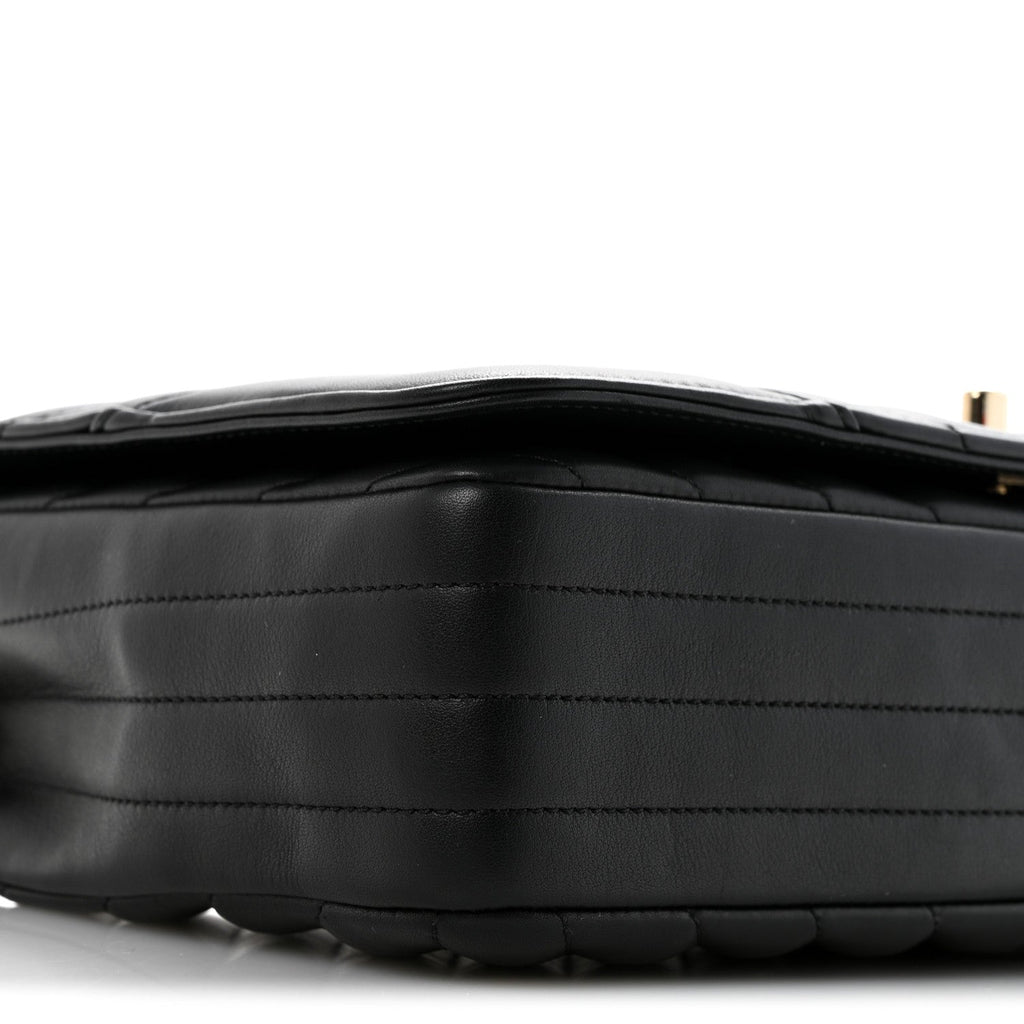 Calfskin Chevron Quilted Large Statement Flap Black