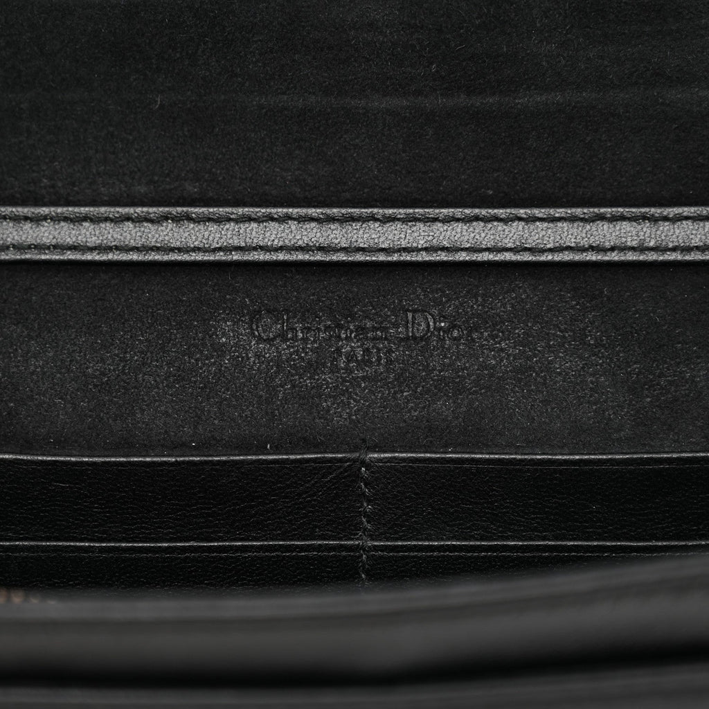Calfskin Studded Diorama Wallet on Chain Pouch Black