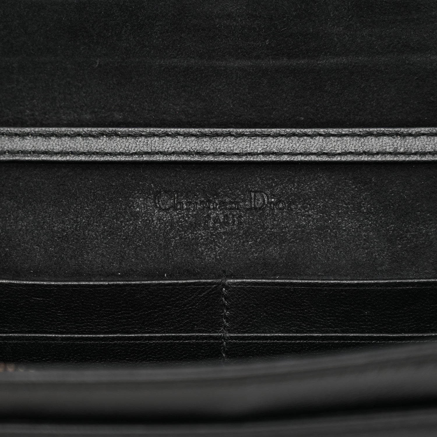 Calfskin Studded Diorama Wallet on Chain Pouch Black