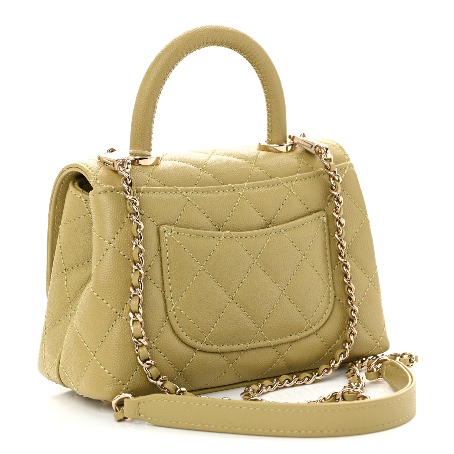 Caviar Quilted Extra Mini Coco Handle Flap Light Green