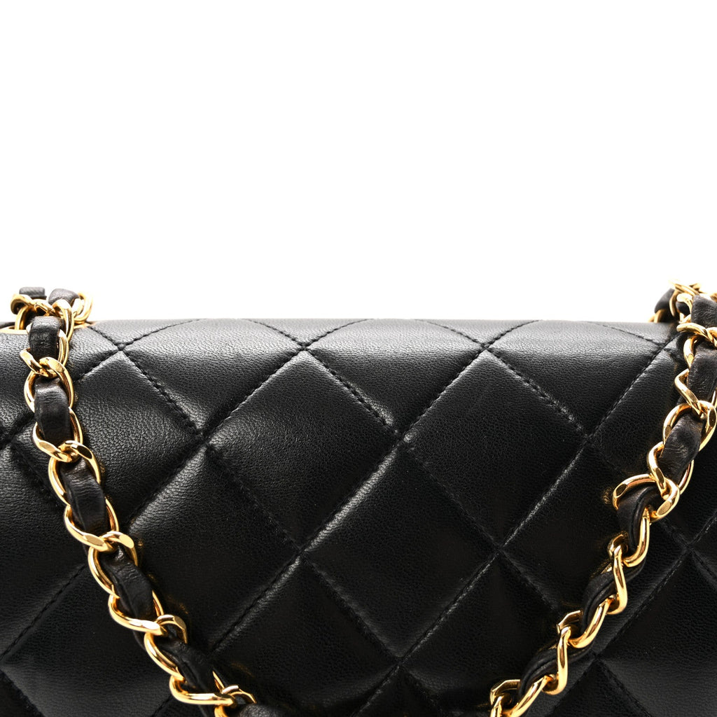 Lambskin Quilted Small Single Flap Black