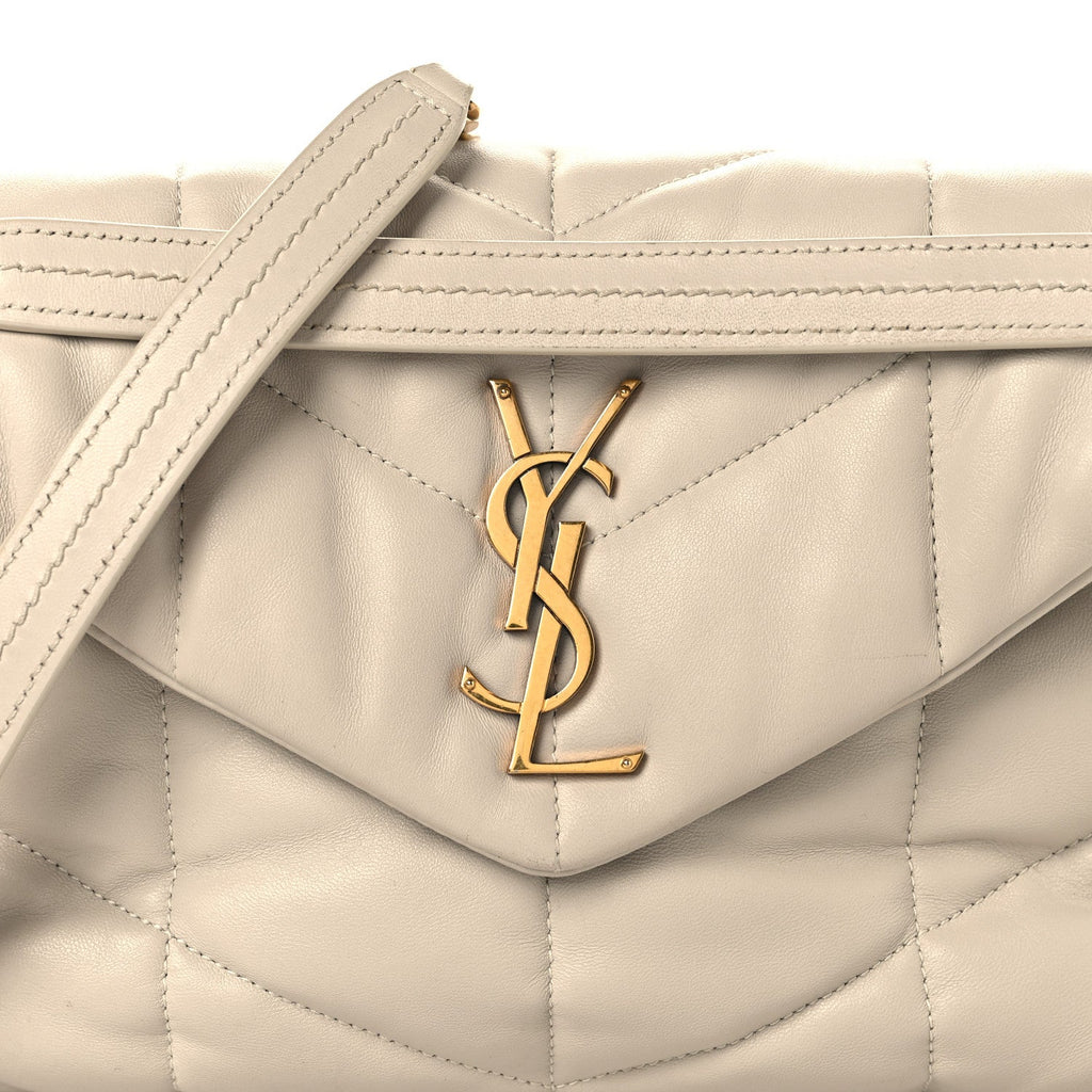 Lambskin Quilted Small Loulou Puffer Monogram Chain Satchel Blanc Vintage