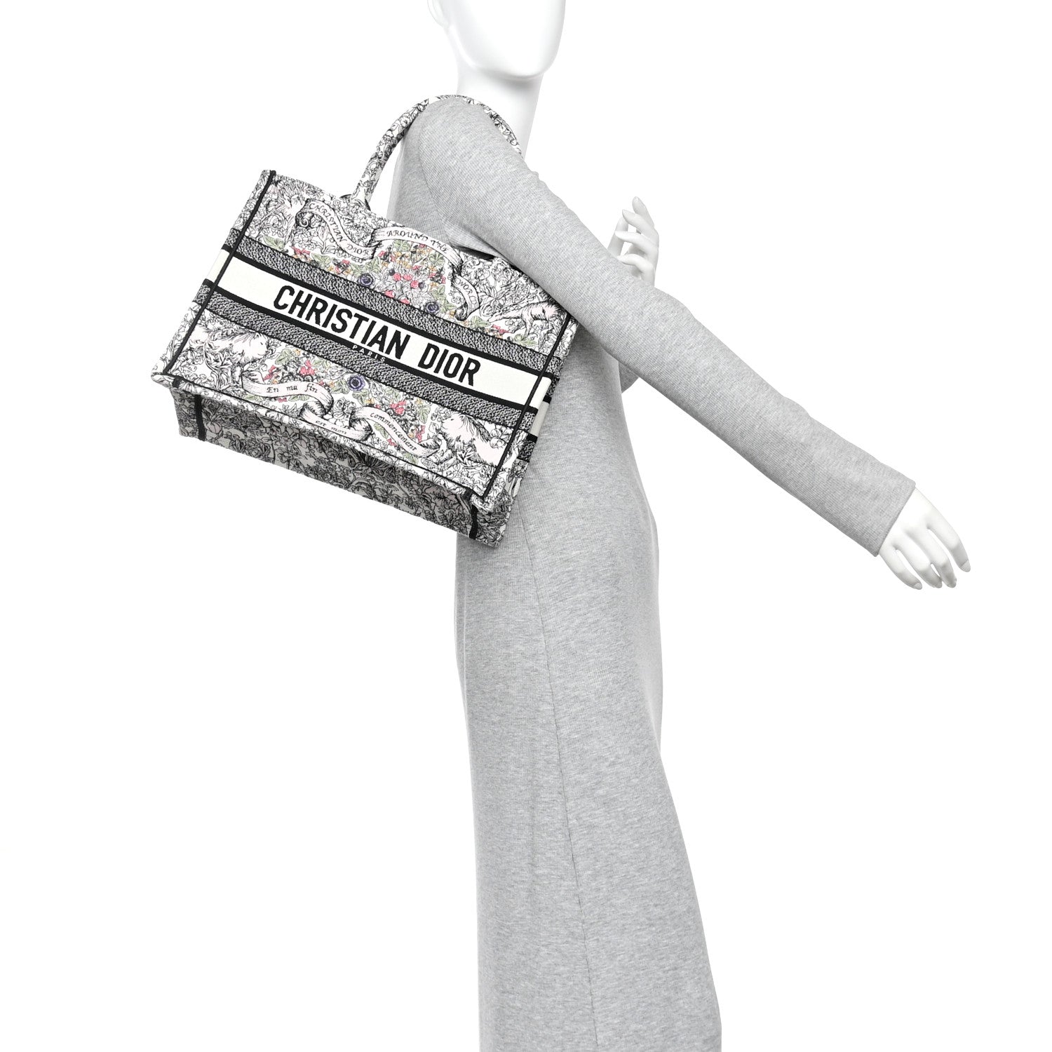 Canvas Embroidered Medium Around The World Book Tote White Multicolor