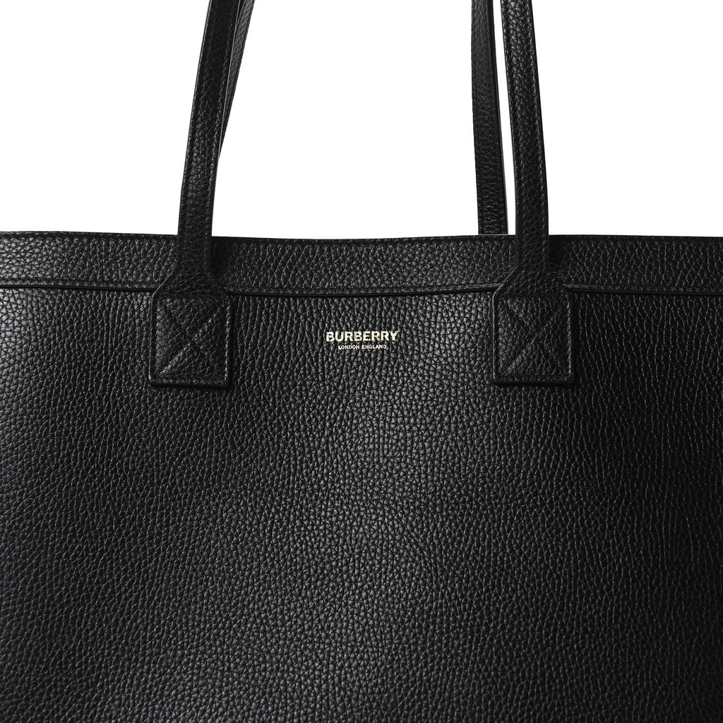 Grainy Calfskin Medium London Tote Bag Black
