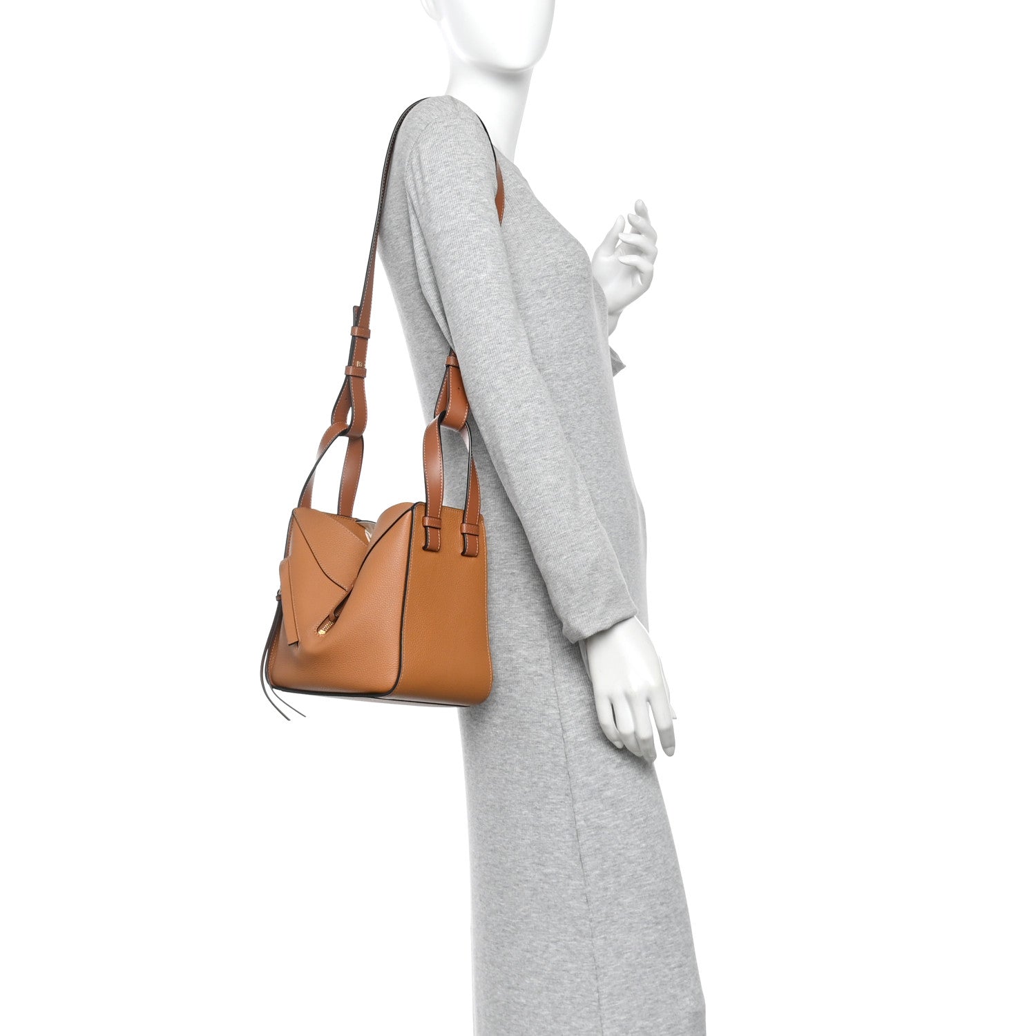 Grained Calfskin Mini Hammock Shoulder Bag Light Caramel
