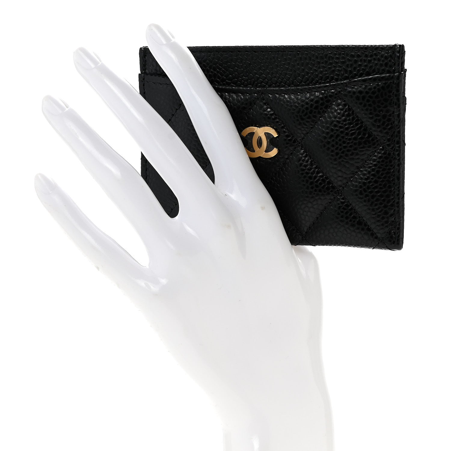 Caviar Quilted Card Holder Black