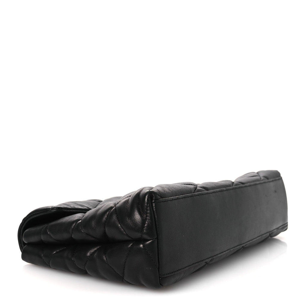 Lambskin Quilted Sade Puffer Envelope Clutch Black