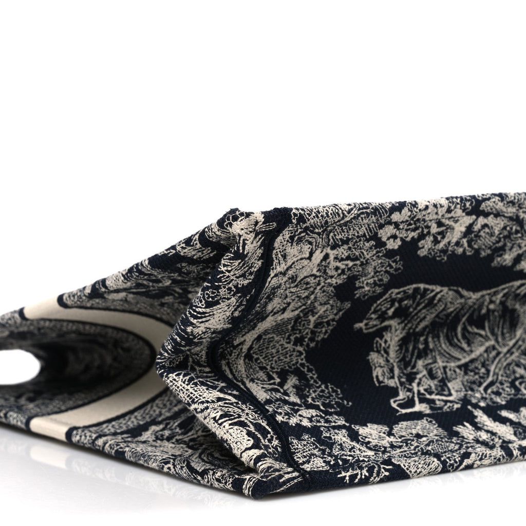 Canvas Embroidered Large Dioriviera Toile De Jouy Reverse Book Tote Blue
