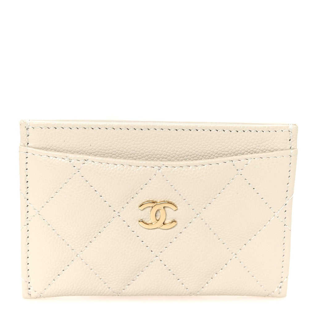 Caviar Quilted Card Holder Grey