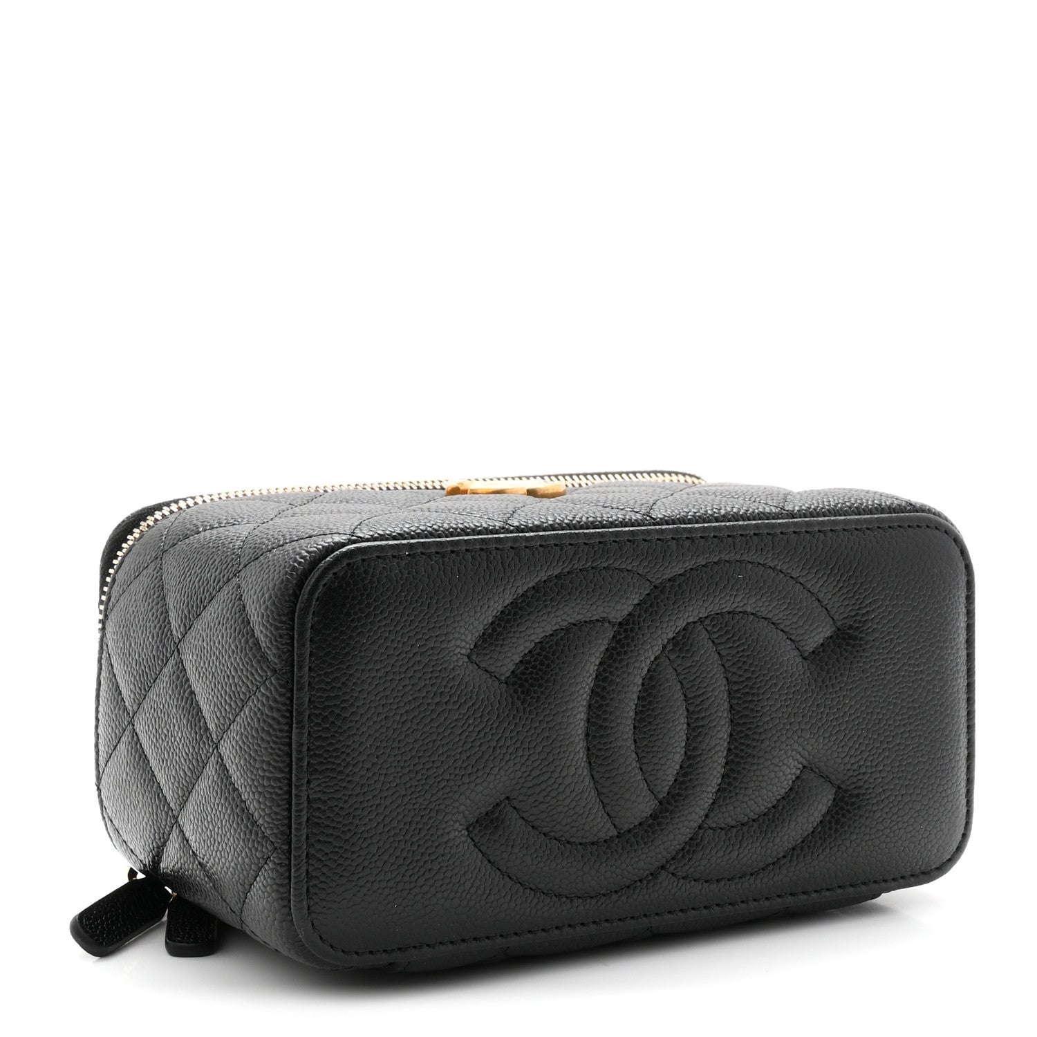 Caviar Quilted Sweetheart Vanity Case Black