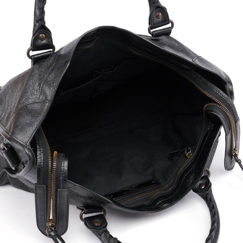 Black Leather City Bag