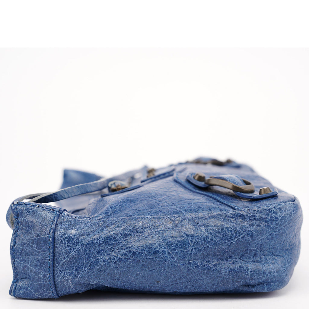 Navy Leather City Clutch Bag