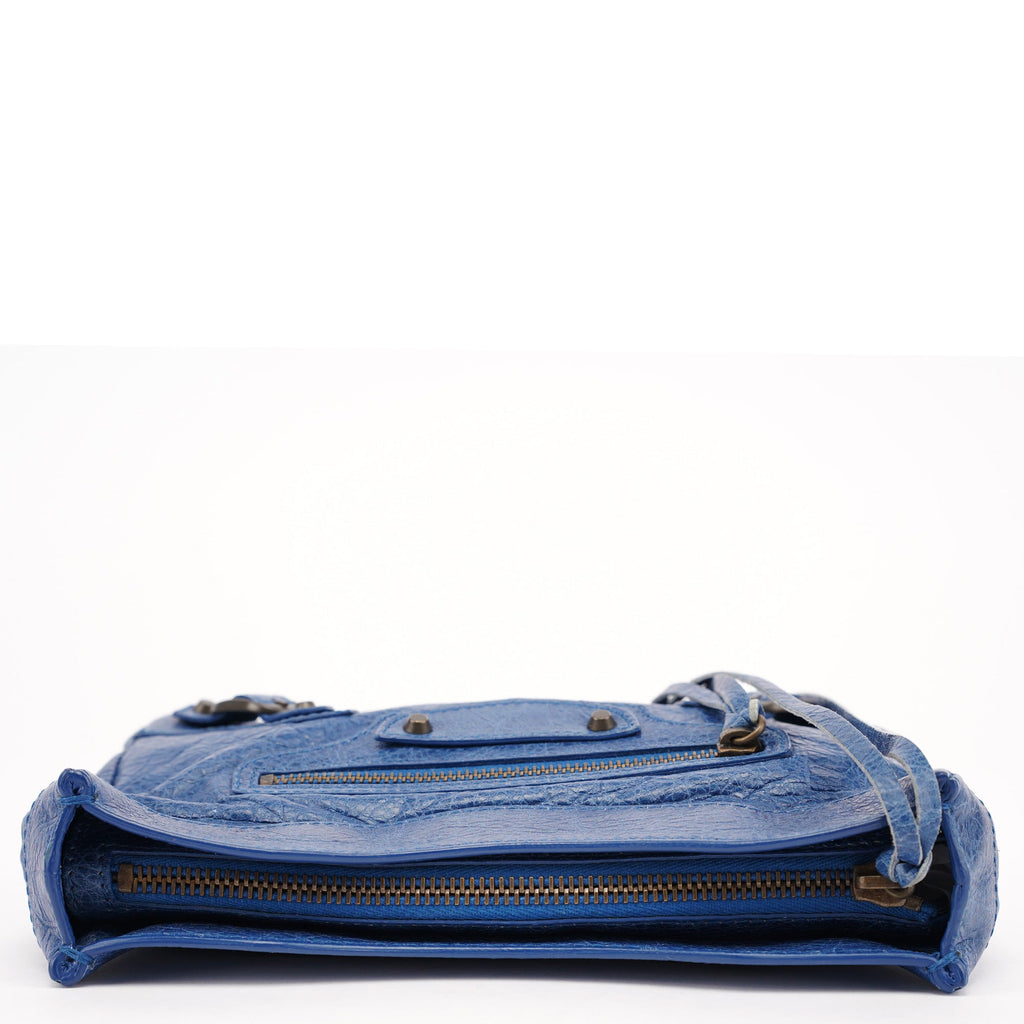 Navy Leather City Clutch Bag