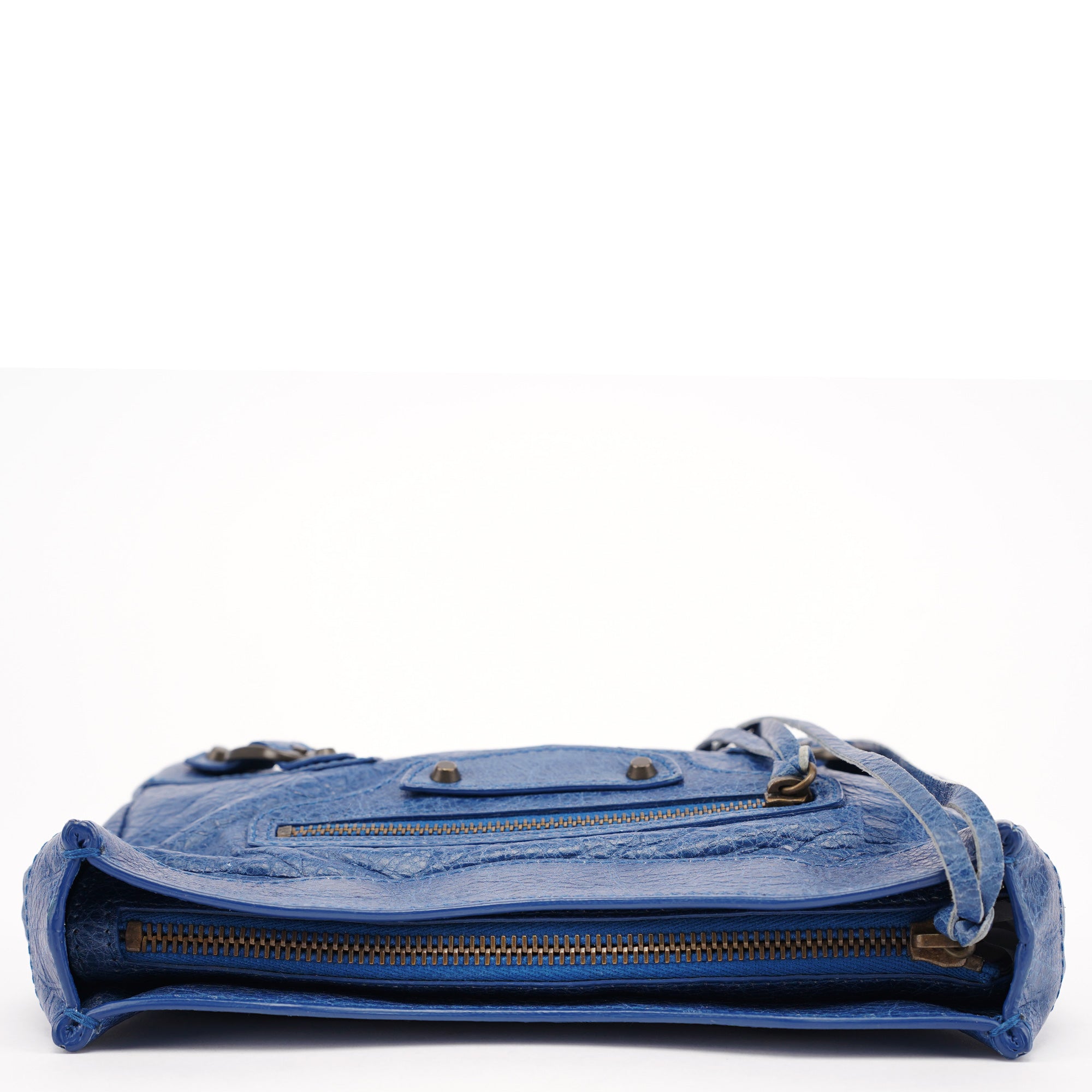 Navy Leather City Clutch Bag