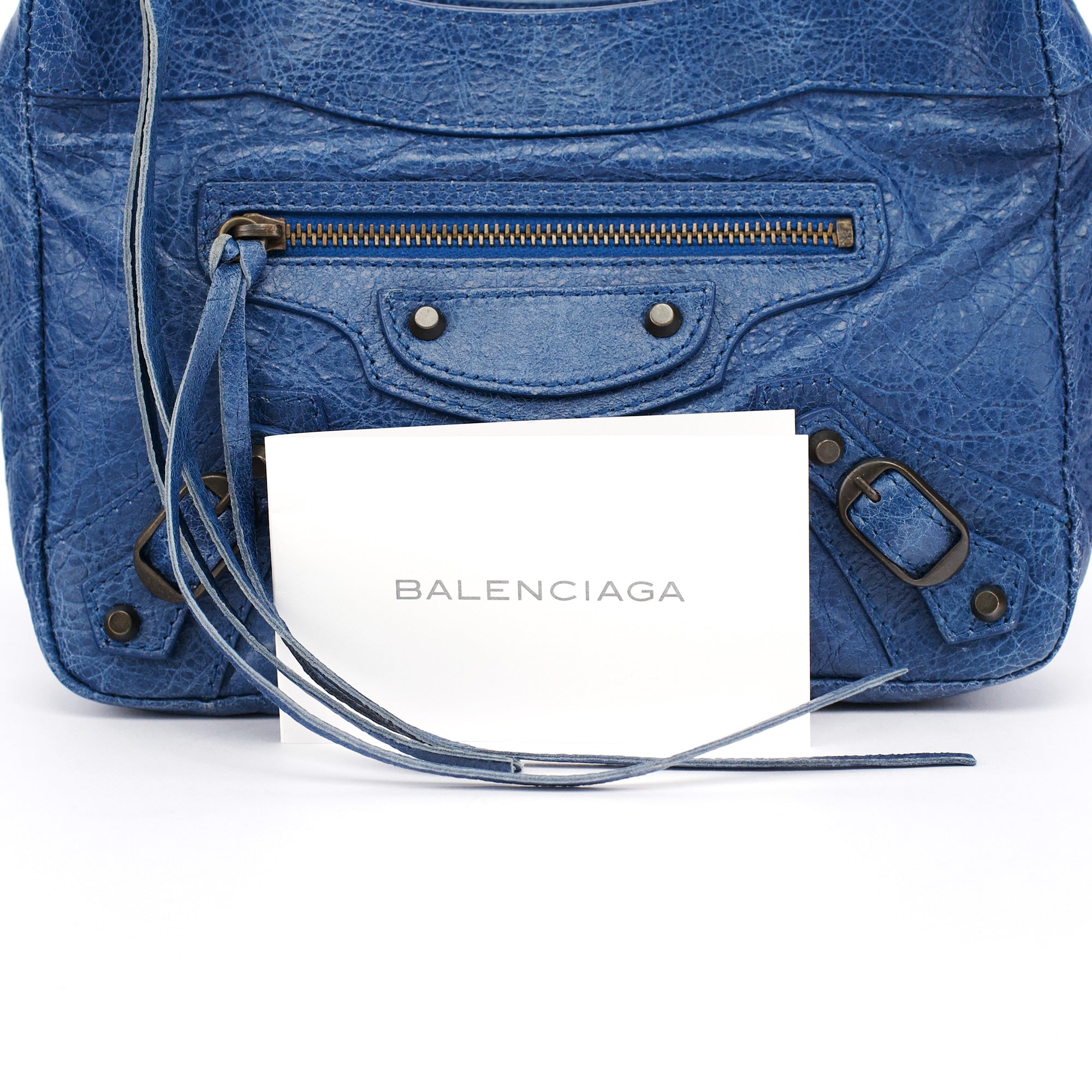 Navy Leather City Clutch Bag