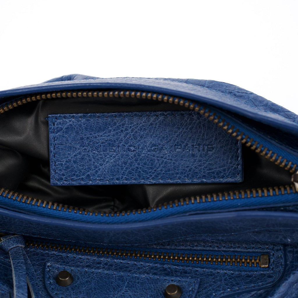 Navy Leather City Clutch Bag