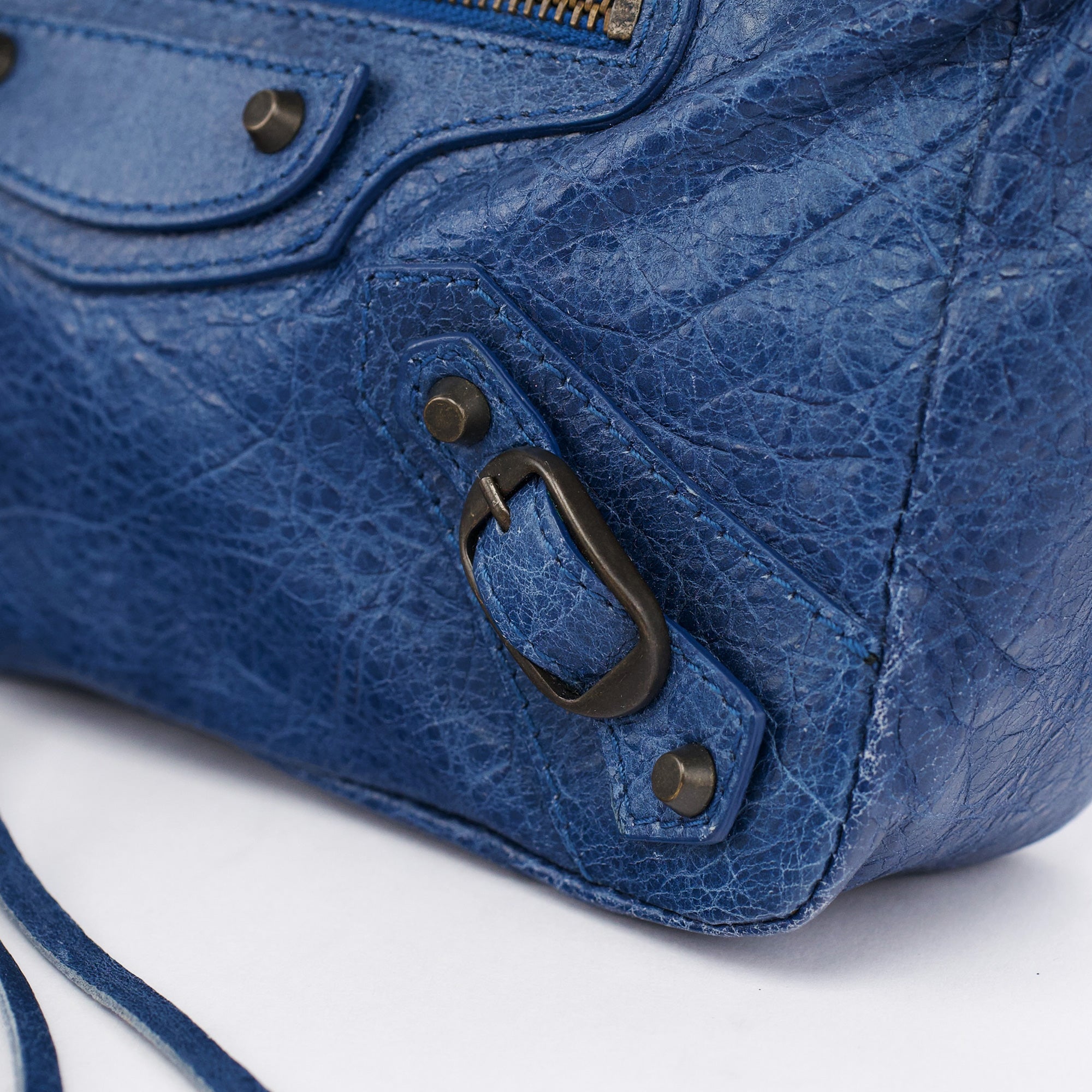 Navy Leather City Clutch Bag