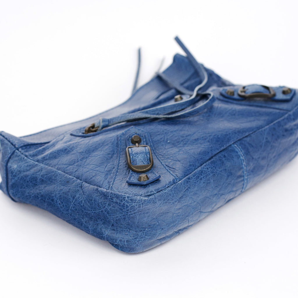 Navy Leather City Clutch Bag